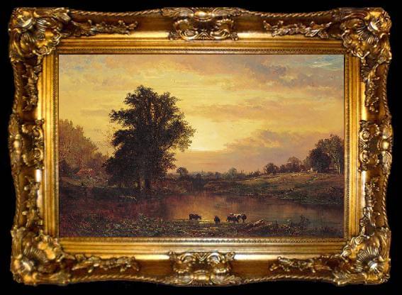 framed  Alfred Thompson Bricher Sunset in the Catskills, ta009-2